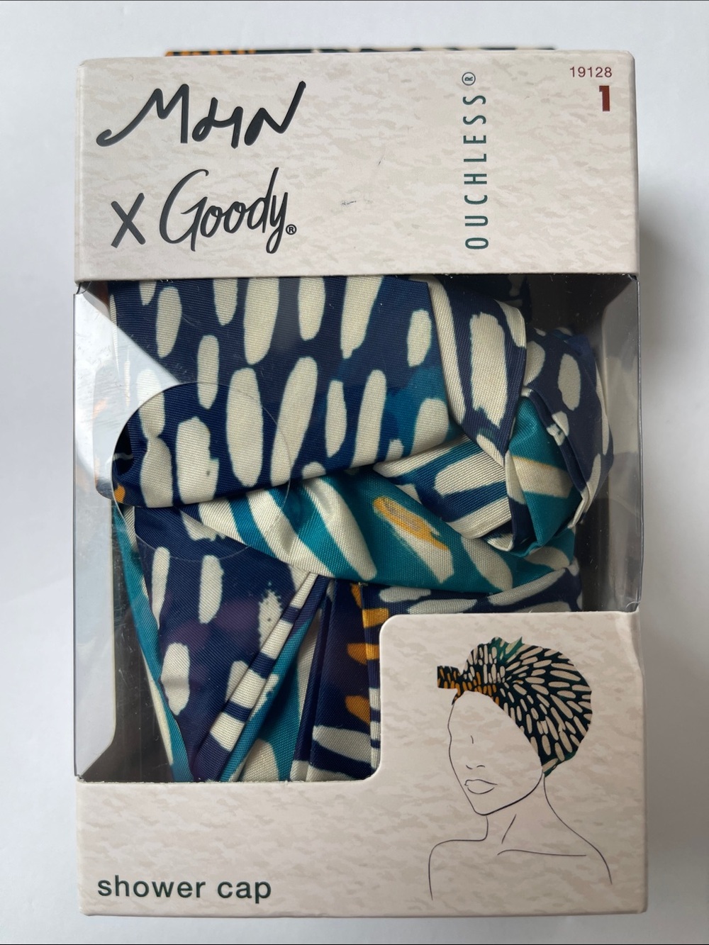 MHN x Goody‎ Ouchless Shower Cap - Blue & Teal Pattern NEW